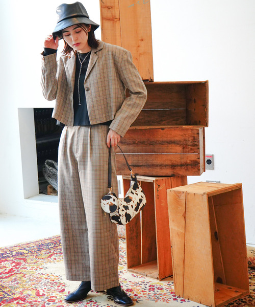 VENCEEXCHANGE(ヴァンスエクスチェンジ)の「【セットアップ対応】ショート丈テーラードジャケット 無地&チェック柄(テーラードジャケット・レディース・ブラック/ブラウン/その他・M)」の15枚目の写真