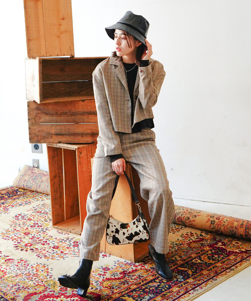 VENCEEXCHANGE(ヴァンスエクスチェンジ)の「【セットアップ対応】ショート丈テーラードジャケット 無地&チェック柄(テーラードジャケット・レディース・ブラック/ブラウン/その他・M)」の18枚目の写真