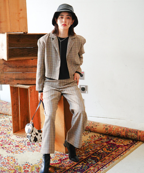 VENCEEXCHANGE(ヴァンスエクスチェンジ)の「【セットアップ対応】ショート丈テーラードジャケット 無地&チェック柄(テーラードジャケット・レディース・ブラック/ブラウン/その他・M)」の20枚目の写真