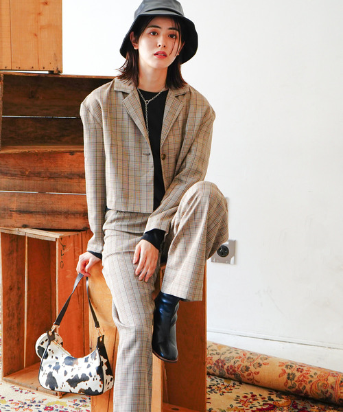 VENCEEXCHANGE(ヴァンスエクスチェンジ)の「【セットアップ対応】ショート丈テーラードジャケット 無地&チェック柄(テーラードジャケット・レディース・ブラック/ブラウン/その他・M)」の21枚目の写真