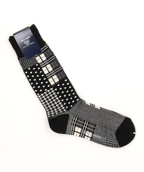 COMME　CA COMMUNE（コムサコミューン）の「マルチパターン パッチワーク柄 ソックス（ソックス/靴下・メンズ・ブラック/グリーン/キャメル/ネイビー・27cm）」の2枚目の写真