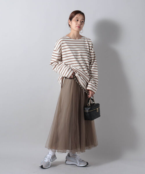 fredy couleur（フレディクルール）の「チュールギャザースカート（スカート・レディース・チャコールグレー/ブラウン・38）」の4枚目の写真