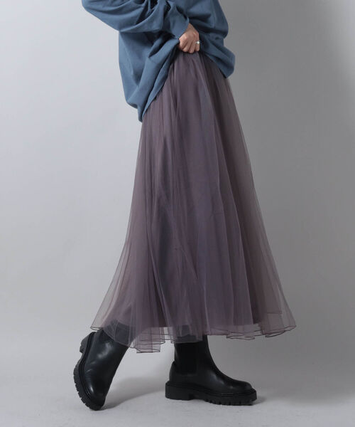 fredy couleur（フレディクルール）の「チュールギャザースカート（スカート・レディース・チャコールグレー/ブラウン・38）」の12枚目の写真