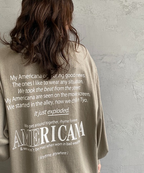 AMERICANA（アメリカーナ）の「[Americana/アメリカーナ] 丸胴 バックロゴプリントロンT（Tシャツ/カットソー・レディース・スミクロ/杢グレー/ホワイト・ONE SIZE）」の3枚目の写真