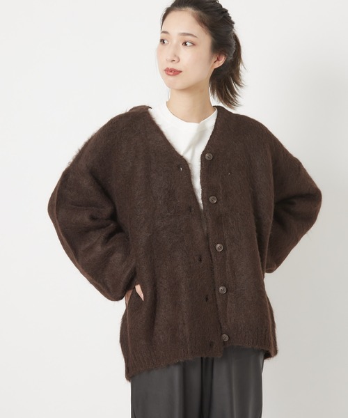 CIAOPANIC（チャオパニック）の「モヘアタッチシャギーカーディガン（カーディガン/ボレロ・レディース・ブラウン/オフホワイト/ライム・FREE）」の2枚目の写真