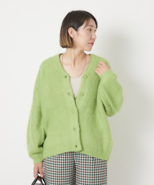 CIAOPANIC（チャオパニック）の「モヘアタッチシャギーカーディガン（カーディガン/ボレロ・レディース・ブラウン/オフホワイト/ライム・FREE）」の9枚目の写真