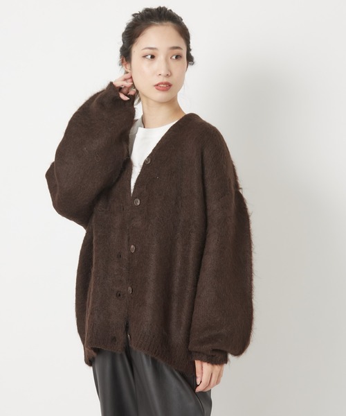 CIAOPANIC（チャオパニック）の「モヘアタッチシャギーカーディガン（カーディガン/ボレロ・レディース・ブラウン/オフホワイト/ライム・FREE）」の10枚目の写真