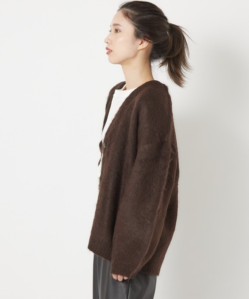 CIAOPANIC（チャオパニック）の「モヘアタッチシャギーカーディガン（カーディガン/ボレロ・レディース・ブラウン/オフホワイト/ライム・FREE）」の6枚目の写真