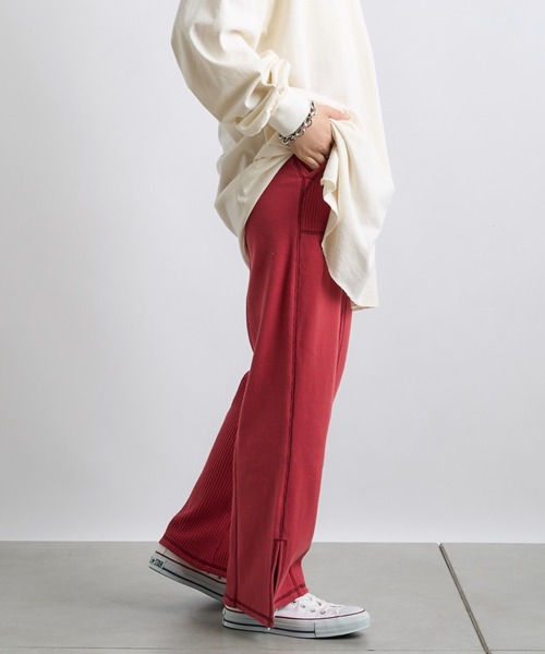 CIAOPANIC TYPY(チャオパニックティピー)の「ワッフル切り替えカットパンツ(その他パンツ・レディース・レッド/ブラック/アイボリー・ONE SIZE)」の21枚目の写真
