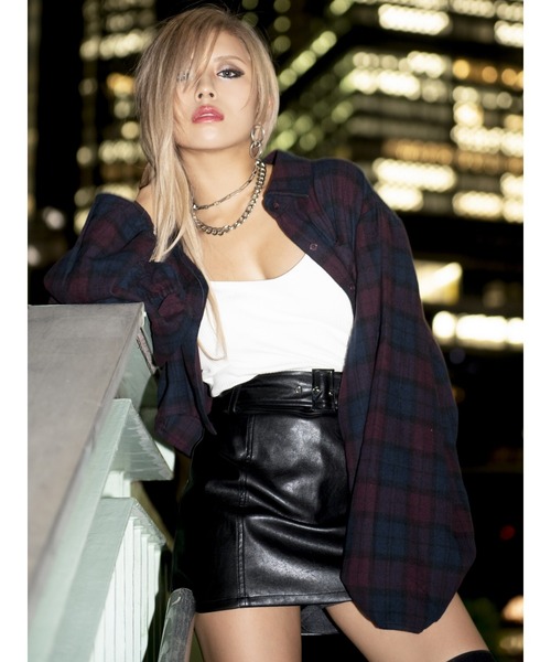 ベルト付きフェイクレザースカート?eimyistoire （eimy istoire - eimy  