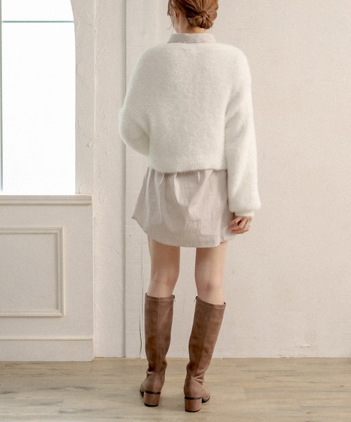 OLIVE des OLIVE(オリーブデオリーブ)の「可愛さと細さ両立!ふわシャギーニット(ニット/セーター・レディース・ライトグレー/オフホワイト/サックスブルー/ピンク/ライトブラウン・FREE)」の7枚目の写真