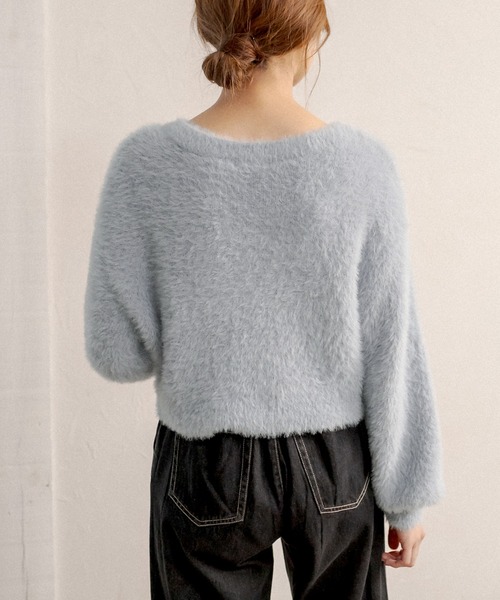 OLIVE des OLIVE(オリーブデオリーブ)の「可愛さと細さ両立!ふわシャギーニット(ニット/セーター・レディース・ライトグレー/オフホワイト/サックスブルー/ピンク/ライトブラウン・FREE)」の15枚目の写真