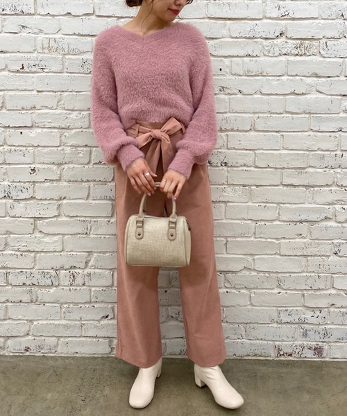 OLIVE des OLIVE(オリーブデオリーブ)の「可愛さと細さ両立!ふわシャギーニット(ニット/セーター・レディース・ライトグレー/オフホワイト/サックスブルー/ピンク/ライトブラウン・FREE)」の19枚目の写真