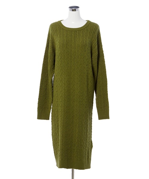 CLEARIMPRESSION （クリアインプレッション）の「ケーブルニットワンピース（ワンピース・レディース・オフホワイト/カーキ/サンドグレー・フリー）」の6枚目の写真
