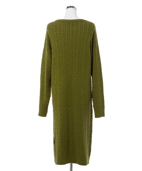CLEARIMPRESSION （クリアインプレッション）の「ケーブルニットワンピース（ワンピース・レディース・オフホワイト/カーキ/サンドグレー・フリー）」の8枚目の写真