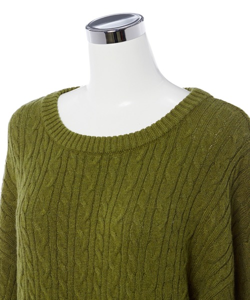 CLEARIMPRESSION （クリアインプレッション）の「ケーブルニットワンピース（ワンピース・レディース・オフホワイト/カーキ/サンドグレー・フリー）」の10枚目の写真