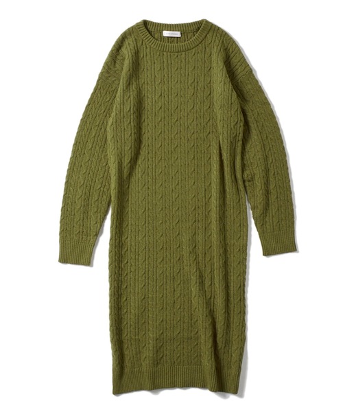 CLEARIMPRESSION （クリアインプレッション）の「ケーブルニットワンピース（ワンピース・レディース・オフホワイト/カーキ/サンドグレー・フリー）」の12枚目の写真