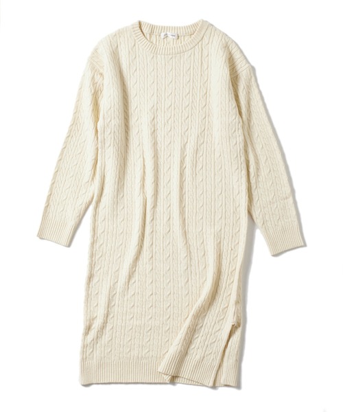 CLEARIMPRESSION （クリアインプレッション）の「ケーブルニットワンピース（ワンピース・レディース・オフホワイト/カーキ/サンドグレー・フリー）」の16枚目の写真
