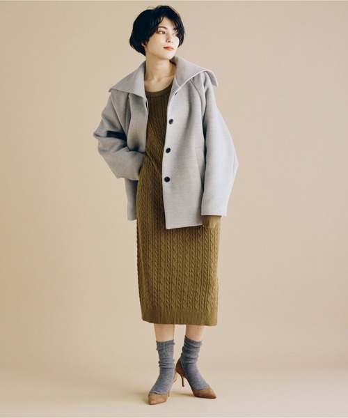 CLEARIMPRESSION （クリアインプレッション）の「ケーブルニットワンピース（ワンピース・レディース・オフホワイト/カーキ/サンドグレー・フリー）」の15枚目の写真