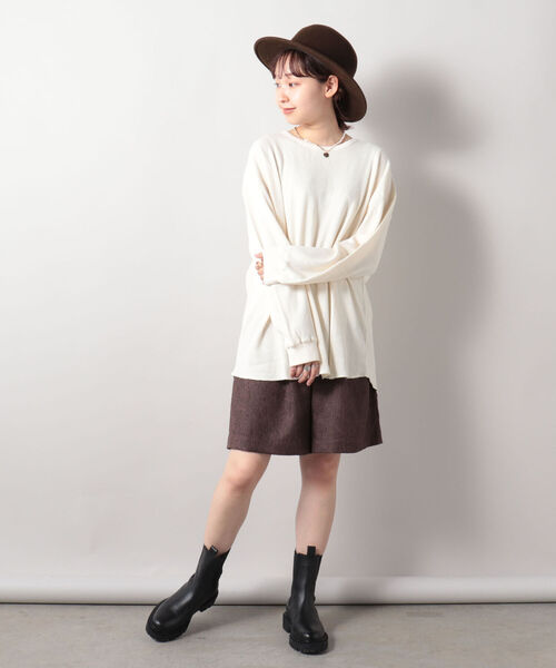 FREDY&GLOSTER(フレディアンドグロスター)の「【sportswear/スポーツウェア】Honeycomb サーマルロンT #w1524-598(Tシャツ/カットソー・レディース・キナリ/オリーブ/チャコールグレー・FREE)」の4枚目の写真