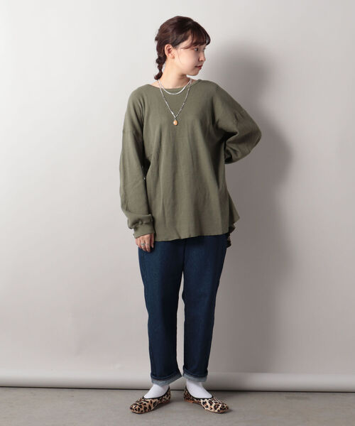 FREDY&GLOSTER(フレディアンドグロスター)の「【sportswear/スポーツウェア】Honeycomb サーマルロンT #w1524-598(Tシャツ/カットソー・レディース・キナリ/オリーブ/チャコールグレー・FREE)」の10枚目の写真