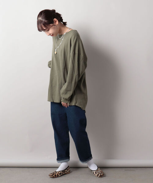 FREDY&GLOSTER(フレディアンドグロスター)の「【sportswear/スポーツウェア】Honeycomb サーマルロンT #w1524-598(Tシャツ/カットソー・レディース・キナリ/オリーブ/チャコールグレー・FREE)」の11枚目の写真