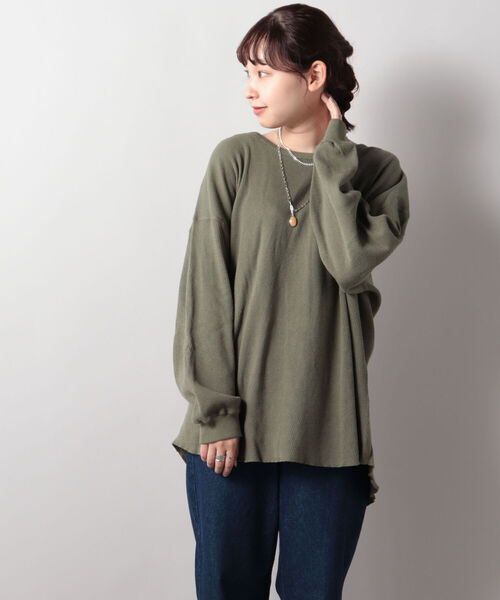 FREDY&GLOSTER(フレディアンドグロスター)の「【sportswear/スポーツウェア】Honeycomb サーマルロンT #w1524-598(Tシャツ/カットソー・レディース・キナリ/オリーブ/チャコールグレー・FREE)」の12枚目の写真