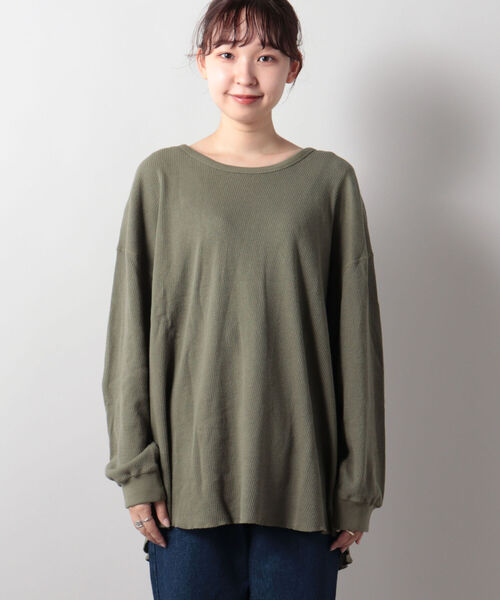 FREDY&GLOSTER(フレディアンドグロスター)の「【sportswear/スポーツウェア】Honeycomb サーマルロンT #w1524-598(Tシャツ/カットソー・レディース・キナリ/オリーブ/チャコールグレー・FREE)」の18枚目の写真
