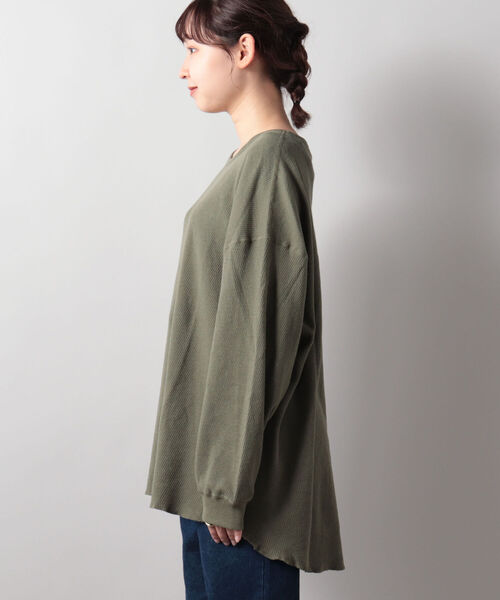 FREDY&GLOSTER(フレディアンドグロスター)の「【sportswear/スポーツウェア】Honeycomb サーマルロンT #w1524-598(Tシャツ/カットソー・レディース・キナリ/オリーブ/チャコールグレー・FREE)」の19枚目の写真