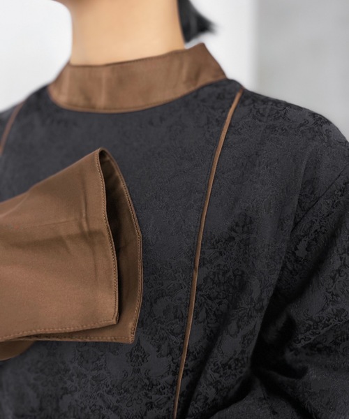 Solace（ソレイス）の「レースジャガードパイピングブラウス（シャツ/ブラウス・レディース・ブラック/ホワイト・FREE）」の3枚目の写真