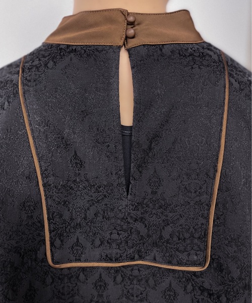 Solace（ソレイス）の「レースジャガードパイピングブラウス（シャツ/ブラウス・レディース・ブラック/ホワイト・FREE）」の4枚目の写真