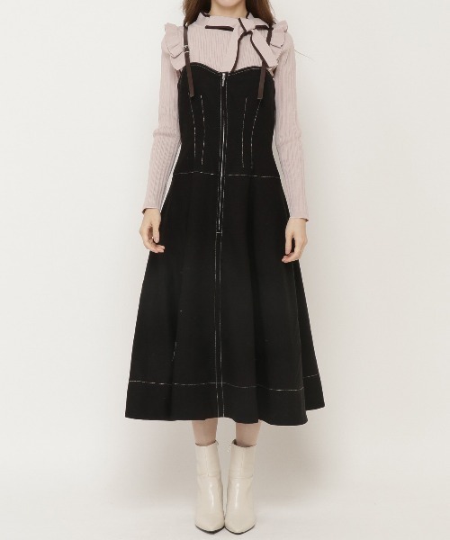 WILLSELECTION(ウィルセレクション)の「配色ステッチジャンパースカート(ジャンパースカート・レディース・ブラック/ブラウン/ピンク・MEDIUM)」の17枚目の写真