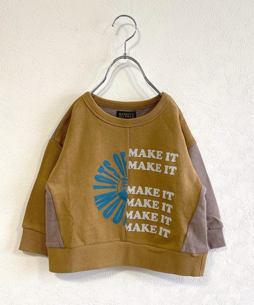 BIG FIELD（ビッグフィールド）の「切り替えプリントトレーナー（80～150cm）（スウェット・キッズ・ホワイト/ブラック/ベージュ・90/100/110/120/80/130/95/140/150）」の3枚目の写真