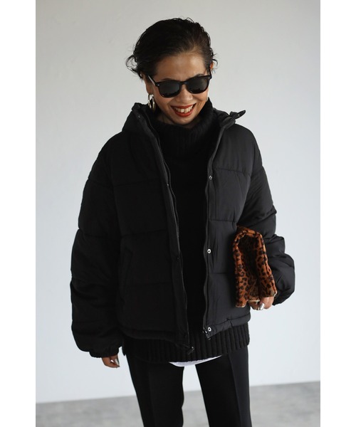 Bonjour Sagan(ボンジュールサガン)の「中綿ダウンジャケット(ダウンジャケット/コート・レディース・ブラック/アイボリー/ライトカーキ・FREE)」の2枚目の写真