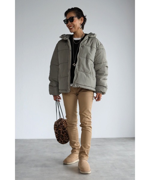 Bonjour Sagan(ボンジュールサガン)の「中綿ダウンジャケット(ダウンジャケット/コート・レディース・ブラック/アイボリー/ライトカーキ・FREE)」の16枚目の写真