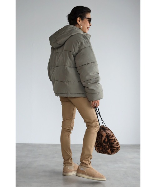 Bonjour Sagan(ボンジュールサガン)の「中綿ダウンジャケット(ダウンジャケット/コート・レディース・ブラック/アイボリー/ライトカーキ・FREE)」の19枚目の写真