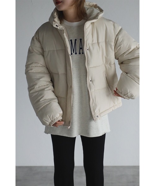 Bonjour Sagan(ボンジュールサガン)の「中綿ダウンジャケット(ダウンジャケット/コート・レディース・ブラック/アイボリー/ライトカーキ・FREE)」の11枚目の写真