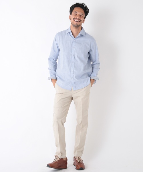 MEN'S BIGI(メンズビギ)の「リネン×ポリエステル メランジシャツ(シャツ/ブラウス・メンズ・ホワイト/サックスブルー/ピンク/エメラルド・01/02/03/04)」の10枚目の写真