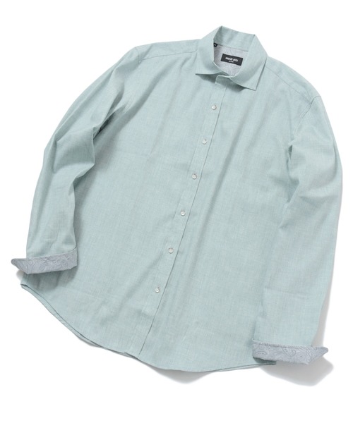 MEN'S BIGI(メンズビギ)の「リネン×ポリエステル メランジシャツ(シャツ/ブラウス・メンズ・ホワイト/サックスブルー/ピンク/エメラルド・01/02/03/04)」の15枚目の写真