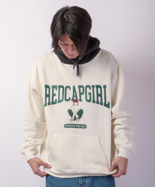 Red Cap Girl(レッドキャプガール)の「裏起毛ガールプリント配色 オーバーサイズ ビッグスウェットパーカー(パーカー・メンズ・チャコールグレー/グレー/アイボリー/マルチ/ホワイト系その他/グレー系その他/グレー系その他2・M/L)」の15枚目の写真