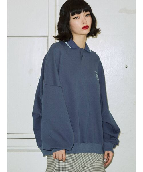 jouetie（ジュエティ）の「ポロカラープルオーバー（スウェット・レディース・ブラック/レッド/グリーン/ブルー・MEDIUM）」の3枚目の写真