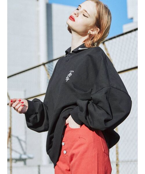 jouetie（ジュエティ）の「ポロカラープルオーバー（スウェット・レディース・ブラック/レッド/グリーン/ブルー・MEDIUM）」の7枚目の写真