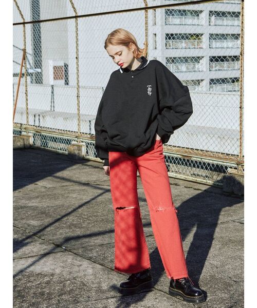 jouetie（ジュエティ）の「ポロカラープルオーバー（スウェット・レディース・ブラック/レッド/グリーン/ブルー・MEDIUM）」の8枚目の写真