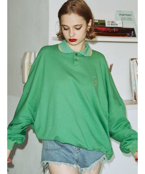 jouetie（ジュエティ）の「ポロカラープルオーバー（スウェット・レディース・ブラック/レッド/グリーン/ブルー・MEDIUM）」の16枚目の写真