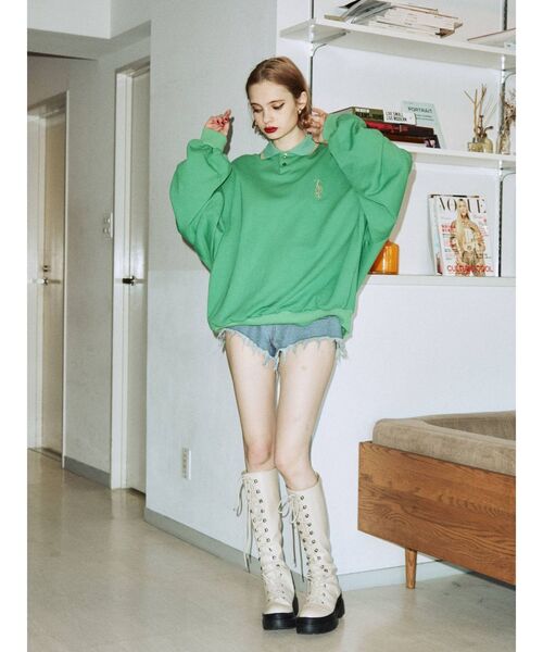 jouetie（ジュエティ）の「ポロカラープルオーバー（スウェット・レディース・ブラック/レッド/グリーン/ブルー・MEDIUM）」の18枚目の写真