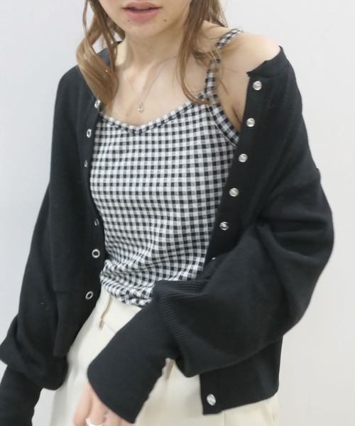 CORNERS(コーナーズ)の「ギンガムチェックバックリボンキャミ(キャミソール・レディース・ライトブルー/ライトグリーン/ブラック/キャメル・M)」の10枚目の写真