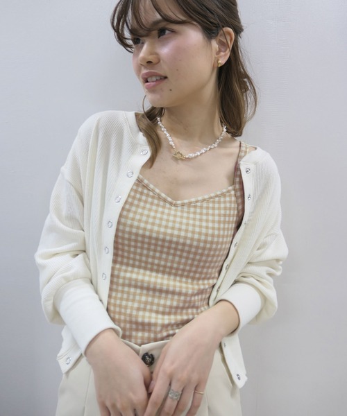 CORNERS(コーナーズ)の「ギンガムチェックバックリボンキャミ(キャミソール・レディース・ライトブルー/ライトグリーン/ブラック/キャメル・M)」の18枚目の写真