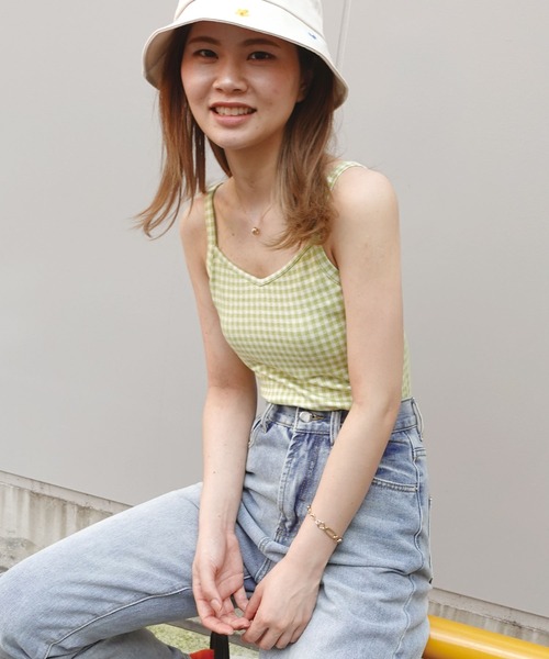 CORNERS(コーナーズ)の「ギンガムチェックバックリボンキャミ(キャミソール・レディース・ライトブルー/ライトグリーン/ブラック/キャメル・M)」の20枚目の写真