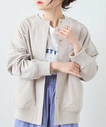 PUAL CE CIN | 綿ナイロンノーカラージャケットブルゾン(ブルゾン)