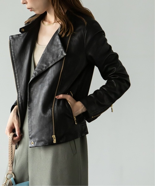 セール】《追加4》ソフトラムレザーライダースブルゾン◇（ライダース